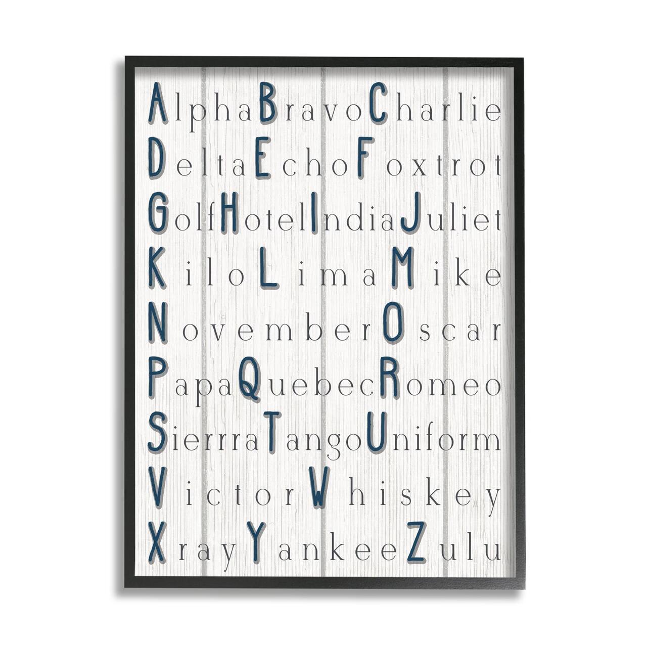 Stupell Industries Alpha Bravo Charlie Kids Alphabet Word Design Framed Wall Art
